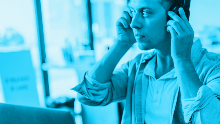 man on a webinar